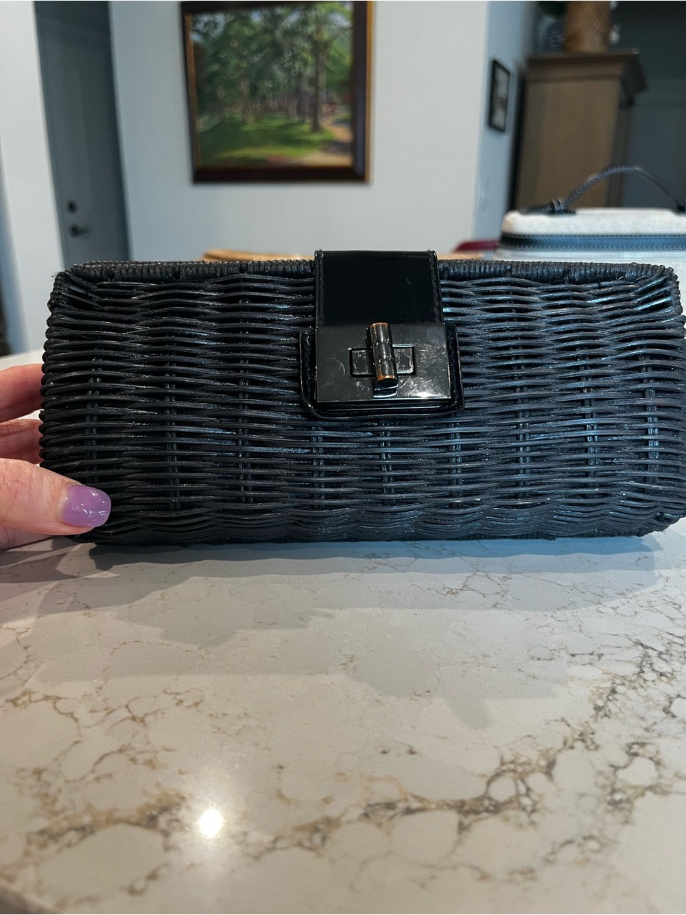 J Crew lacquered clutch bag